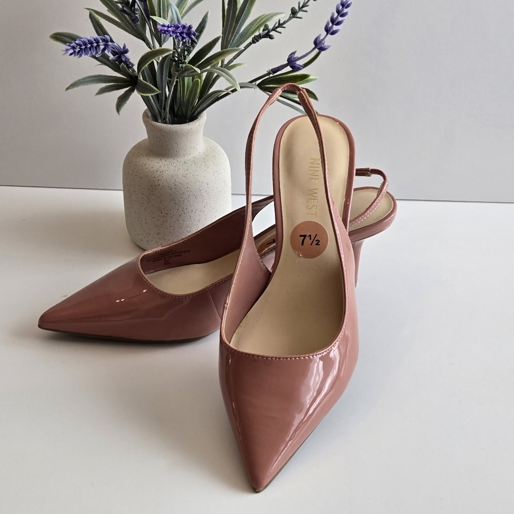 Nine West Patent Slingback Kitten Heel Pumps Size 7 / 7.5